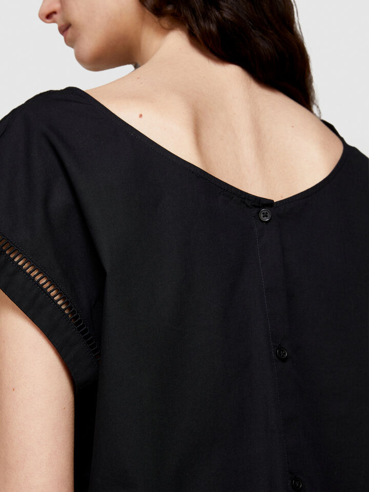 Cropped blouse with crochet - women's blouses - Black | Sisley image number 5